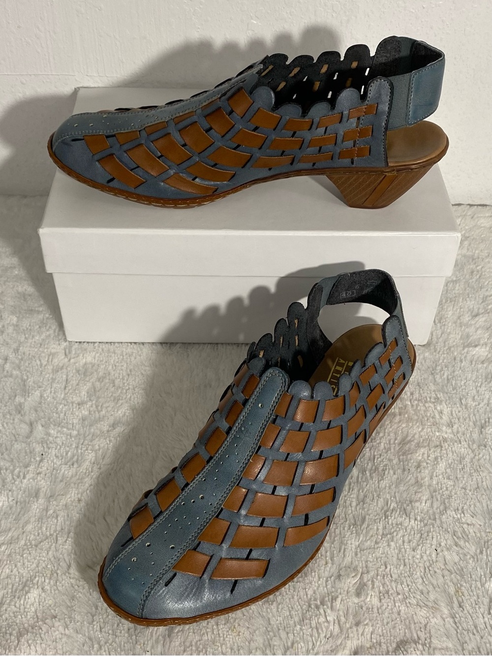 Rieker Sina Woven Leather Slingback Antistress Shoes Euro Size 40 (US 8.5-9)